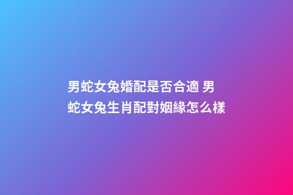 男蛇女兔婚配是否合適 男蛇女兔生肖配對姻緣怎么樣-第1張-觀點-玄機派